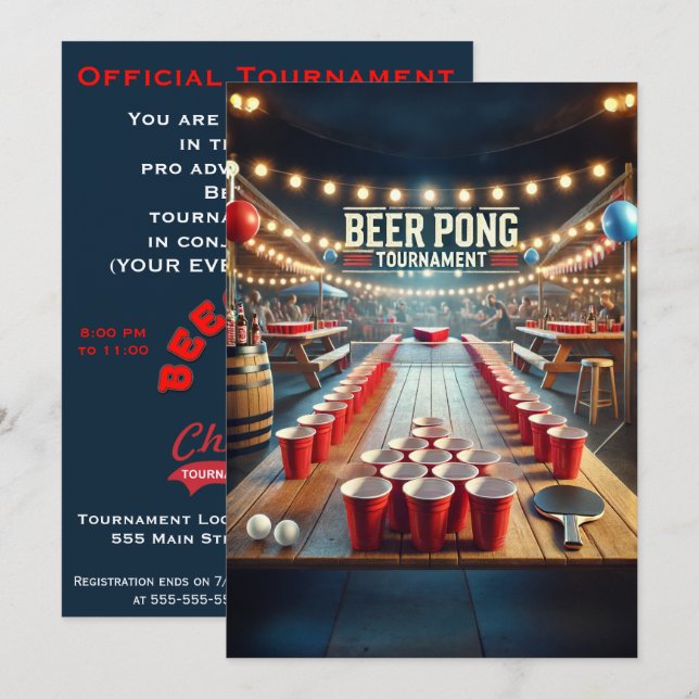 Beer Pong Tournament (Party) Invitation (Front/Back)