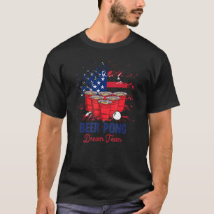 Beer Pong Usa Flag Team Patriotic Drinking Game T-Shirt
