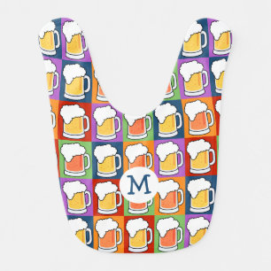 BEER Pop Art custom monogram baby bib