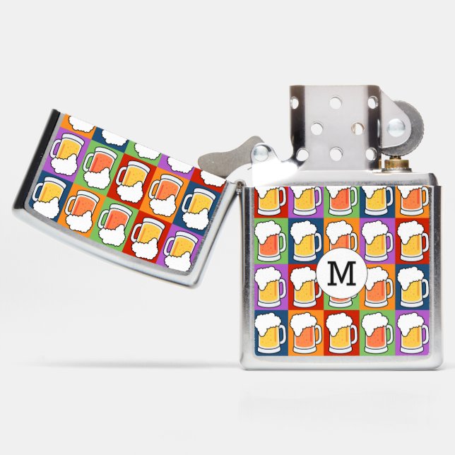 BEER Pop Art custom monogram lighter (Opened)