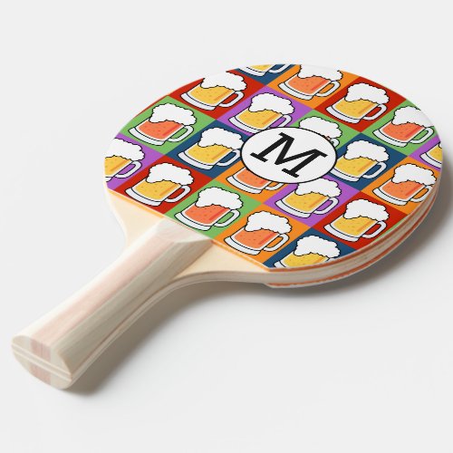 BEER Pop Art custom monogram ping pong paddle