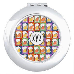 BEER Pop Art custom monogram pocket mirror