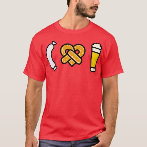 Beer pretzel Weisswurst I love Weizen Bavarian T_Shirt