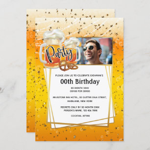 Beer pretzels DIY photo mens birthday Invitation