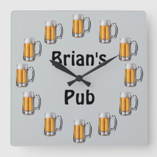Beer Pub Wall Clock to Personalize