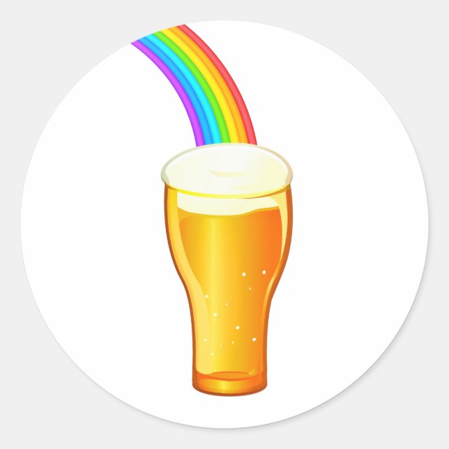Beer Rainbow Classic Round Sticker (Front)