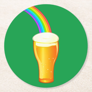 Beer Rainbow Round Paper Coaster