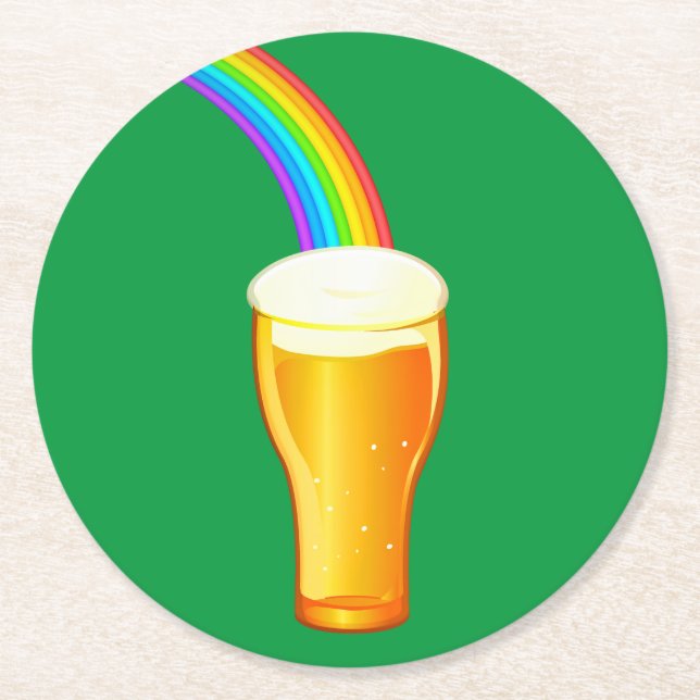Beer Rainbow Round Paper Coaster (Front)