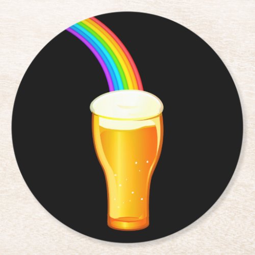 Beer Rainbow Round Paper Coaster