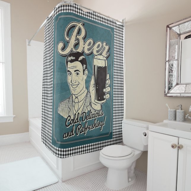 Beer Retro Shower Curtain (In Situ)