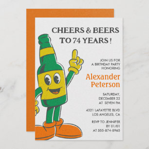 Beer Rustic Funny Men 74th birthday invitation