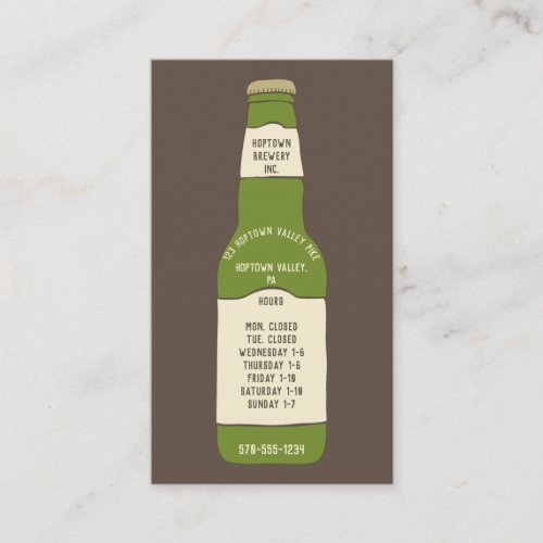 Beer Sales Brewery Bar Hours of Operation Business Card