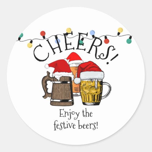 Beer Santa Claus Christmas Classic Round Sticker