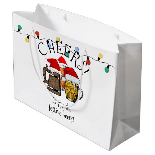 Beer Santa Claus Christmas Large Gift Bag