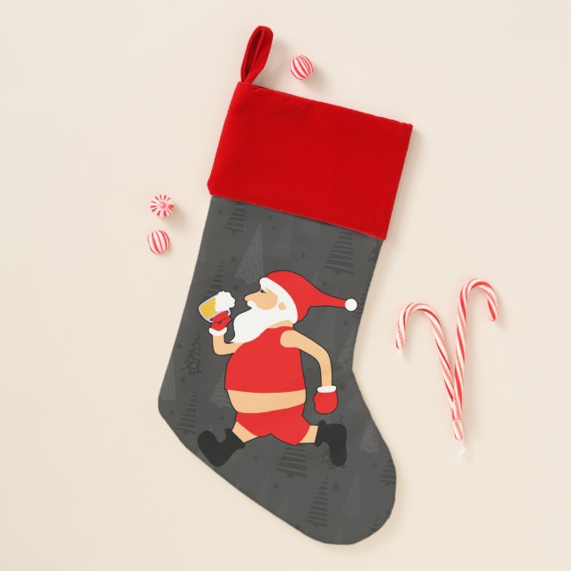 beer santa claus xmas christmas stocking (Front)