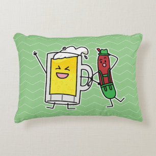 Beer sausage Octoberfest Oktoberfest lederhosen Accent Pillow