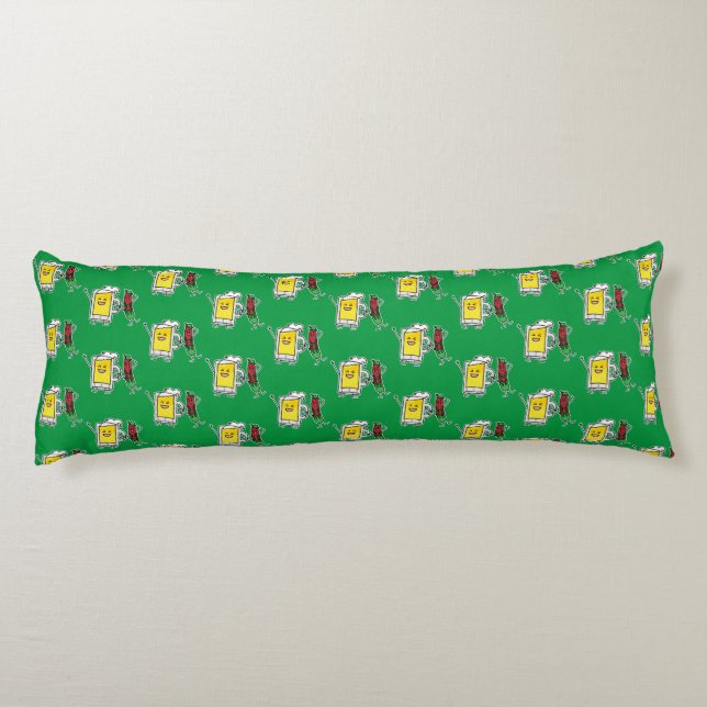 Beer sausage Octoberfest Oktoberfest lederhosen Body Pillow (Back)