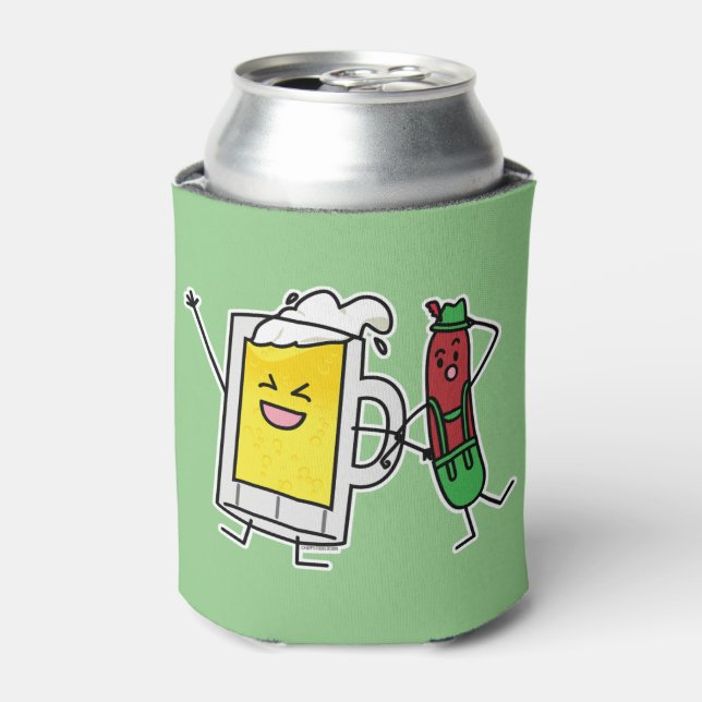 Beer sausage Octoberfest Oktoberfest lederhosen Can Cooler (Can Front)