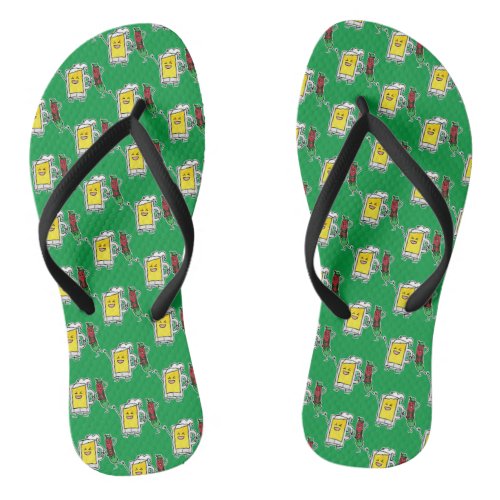 Beer sausage Octoberfest Oktoberfest lederhosen Flip Flops