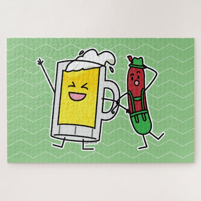 Beer sausage Octoberfest Oktoberfest lederhosen Jigsaw Puzzle (Horizontal)