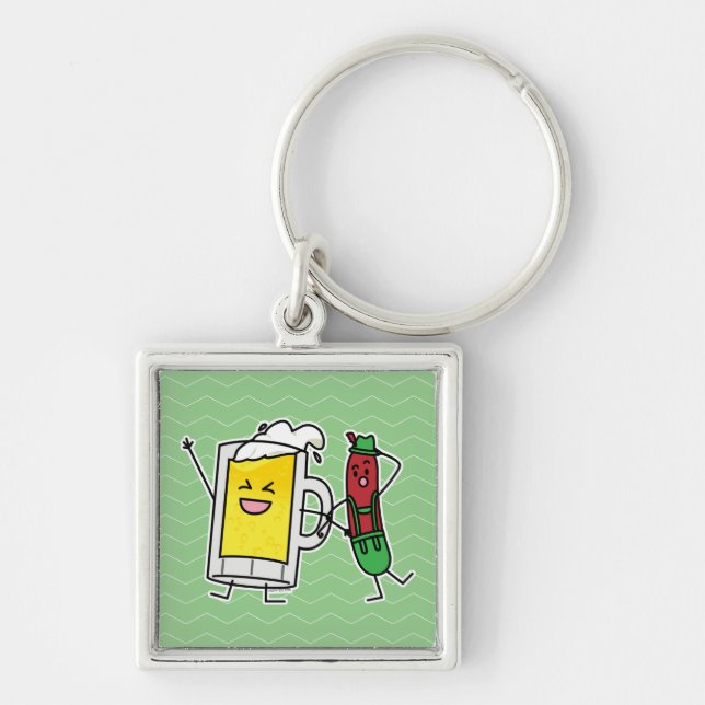 Beer sausage Octoberfest Oktoberfest lederhosen Keychain (Front)