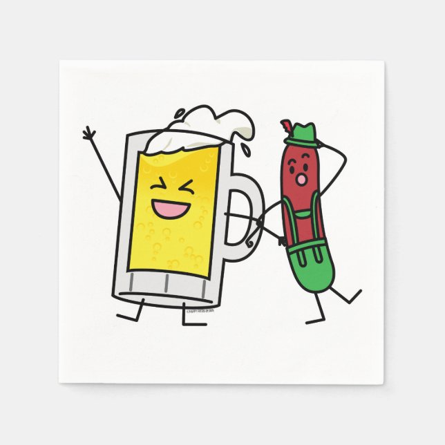 Beer sausage Octoberfest Oktoberfest lederhosen Napkins (Front)