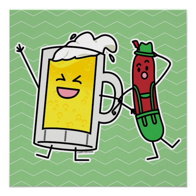 Beer sausage Octoberfest Oktoberfest lederhosen Poster (Front)