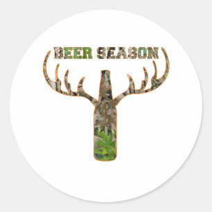 Beer Season Hunting Season Gift For Hunter Classic Round Sticker