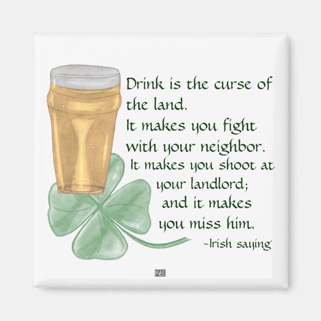 Beer & Shamrock/Irish Saying Magnet (Front)