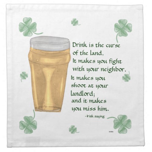 Beer  ShamrockIrish Saying Napkin