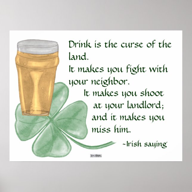 Beer & Shamrock/Irish Saying Poster (Front)