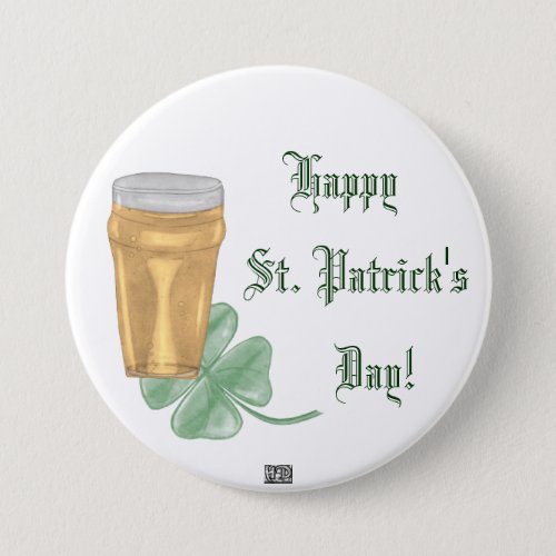 Beer  Shamrock St Patricks Day Button