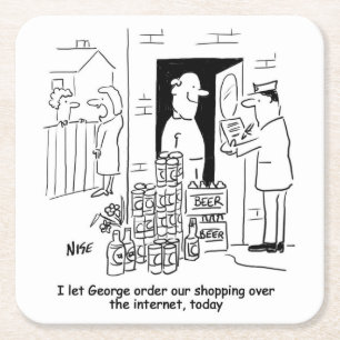 Beer Shopping Online Square Paper Coaster