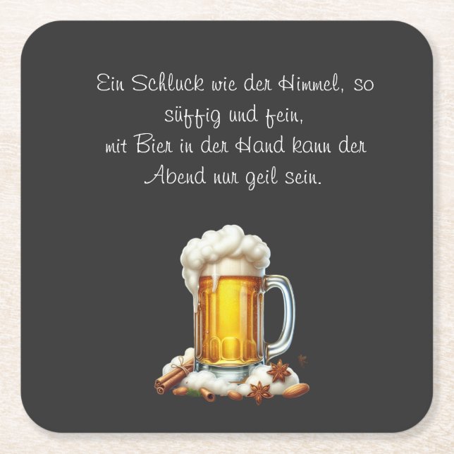 Beer so sufficent square paper coaster (Front)