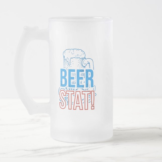 BEER STAT! FROSTED GLASS BEER MUG (Left)