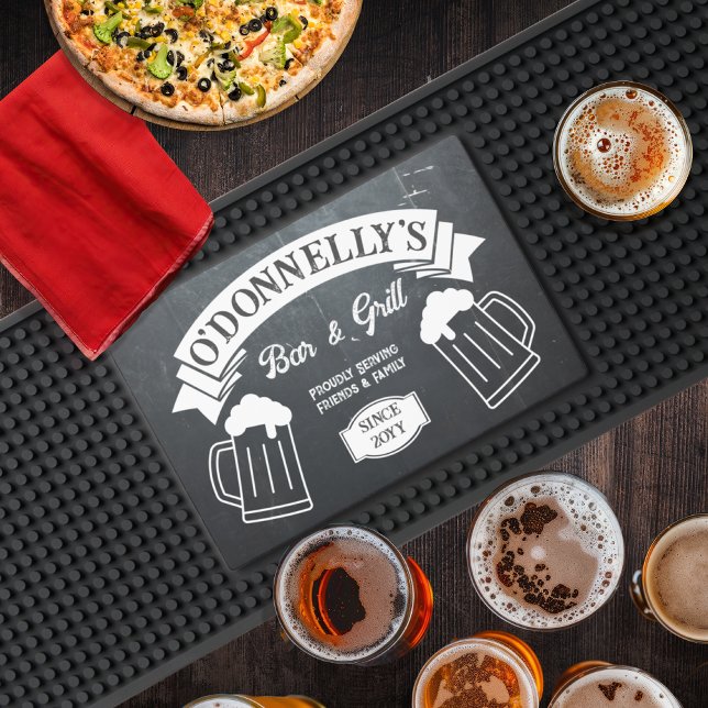 Beer Steins Banner Bar and Grill Chalkboard Sign Bar Mat (Beer Steins Bar and Grill Chalkboard Sign Bar Mat)