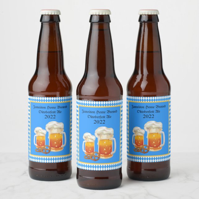 Beer Steins Oktoberfest Home Brew  Beer Bottle Label (Bottles)