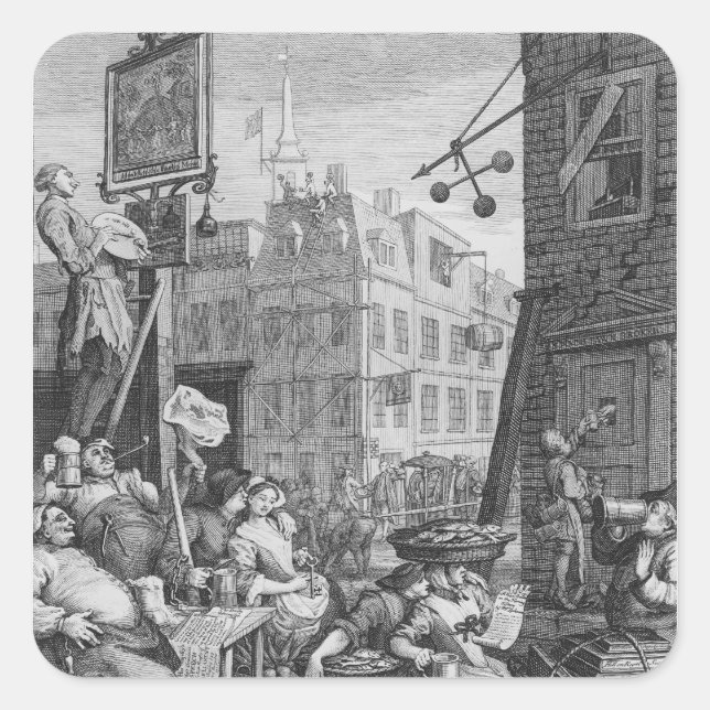 Beer Street, 1751 Square Sticker (Front)