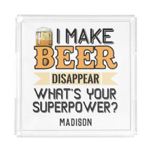 Beer Superpower custom name & color Acrylic Tray