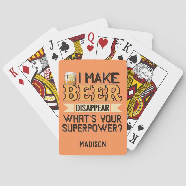 Beer Superpower custom name & color Poker Cards (Back)