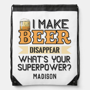 Beer Superpower custom name Drawstring Bag
