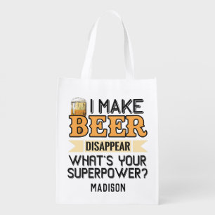 Beer Superpower custom name Grocery Bag