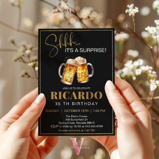 Beer Surprise Birthday 30 40 50 60th Invitation