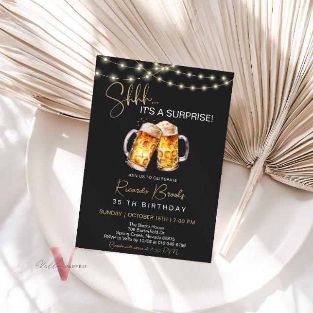 Beer Surprise Birthday 30 40 50 60th Invitation