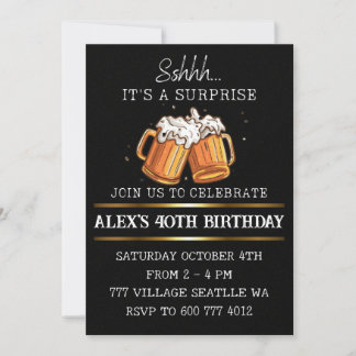 Beer Surprise Birthday Adult Party  Invitation