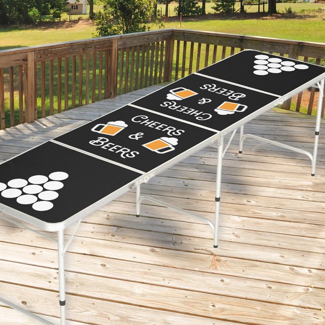 Beer Tankards Cheers & Beers Cup Circles Black Beer Pong Table (Cheers & Beers Pong Table in Black - other colors and similar designs available in my store)