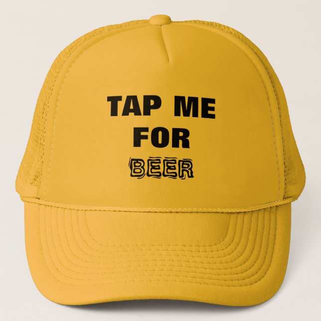 Beer- Tap Me for Beer! Black and White Trucker Hat (Front)