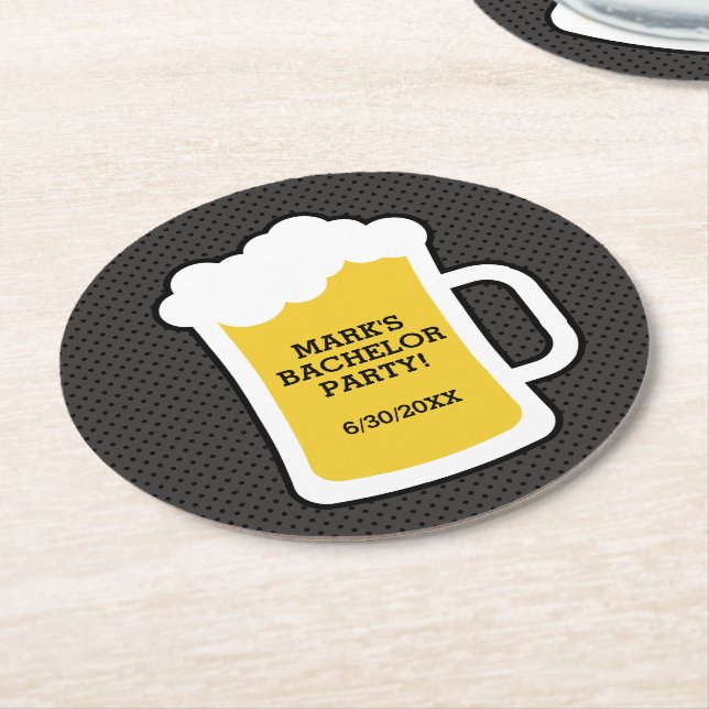 Beer Tasting Bachelor Party Favor Round Paper Coaster (Angled)
