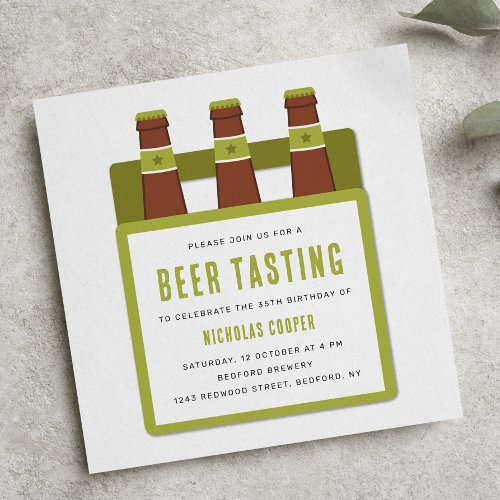 Beer Tasting Birthday Party Invitation Green