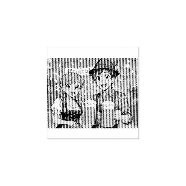 Beer tasting during Oktoberfest in Munich, Germany Rubber Stamp (Imprint)